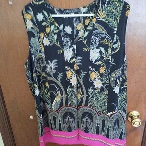 Sleeveless navy print tunic